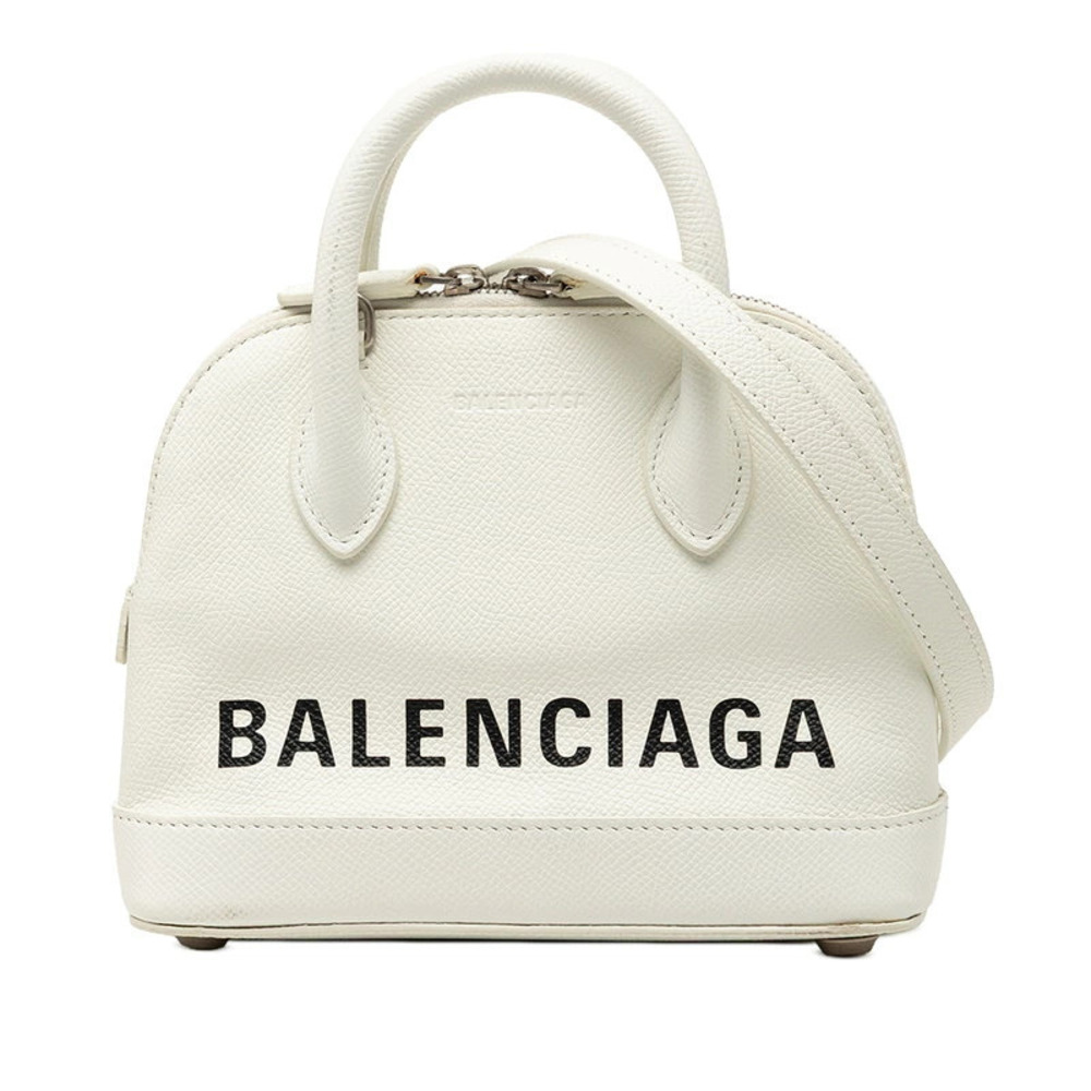 Balenciaga Ville Top Handle 2way Shoulder Bag White Leather